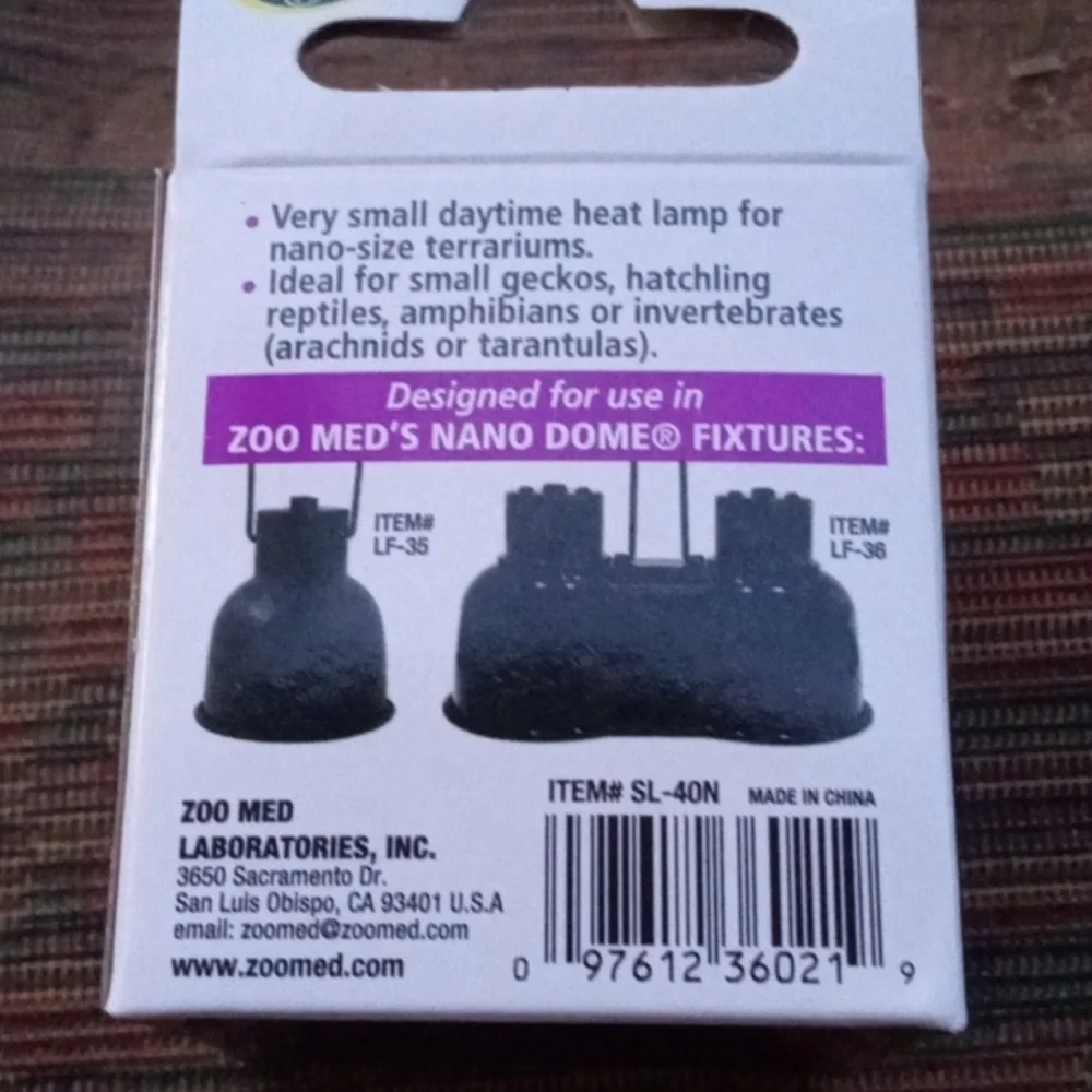 New! ZOOMED 2 Nano 40w Basking Bulbs + 2 Nano 40w Heat Emitter Blubs.